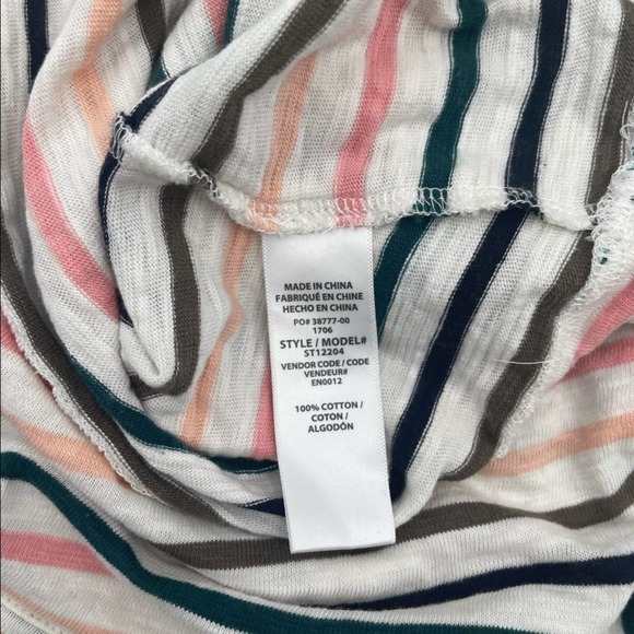 SPLENDID T-shirt V-neck Stripe Multicolor 100% Cotton Summer Light Color Large - Picture 7 of 9
